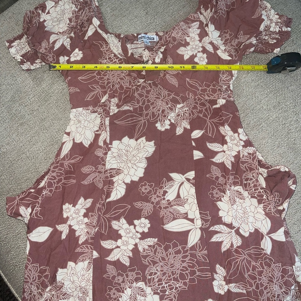 Mimi Chica Floral Mini Dress in Mauve and Cream